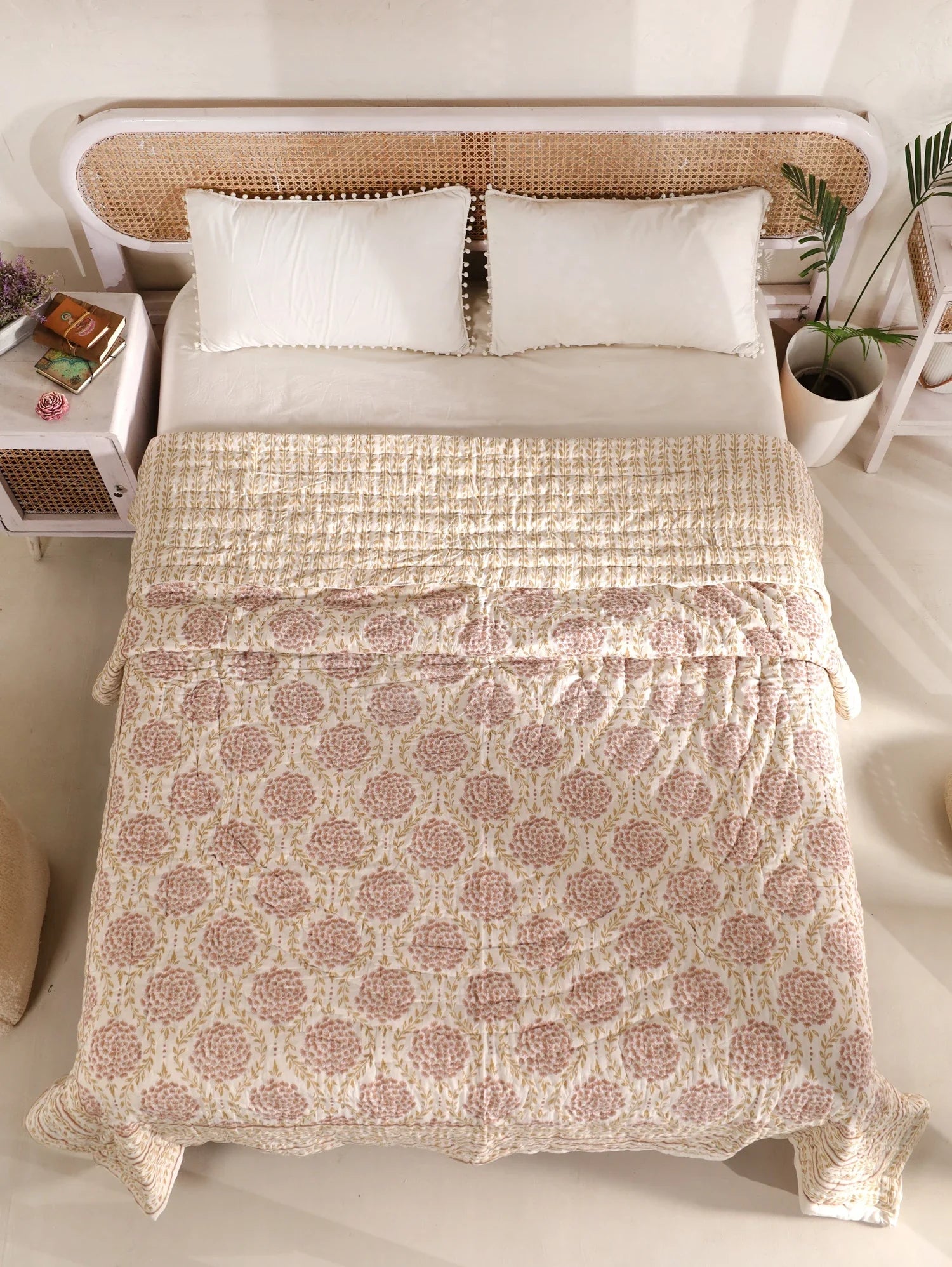 All Season Jaipuri Quilt | 100% Pure Cotton | Block Print | Double Bed - Nitya